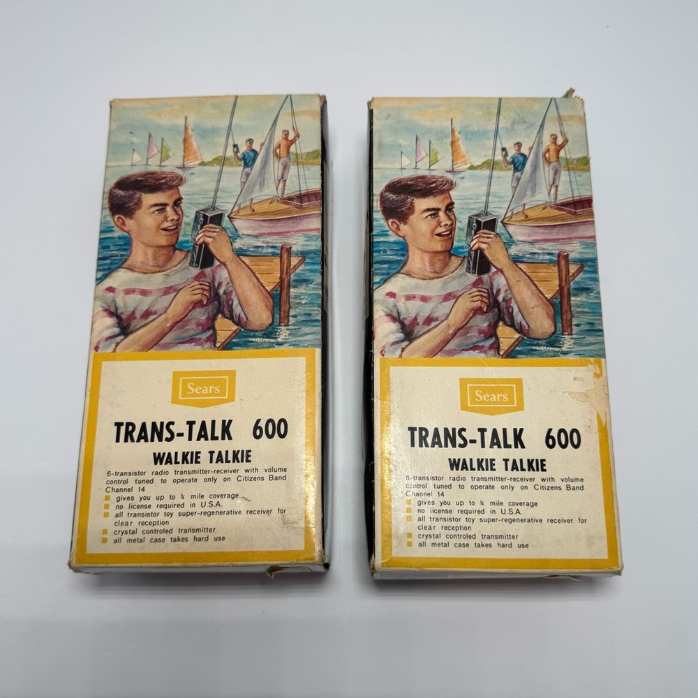 Sears Trans-Talk 600 Walkie Talkie Set - Yellow and Blue